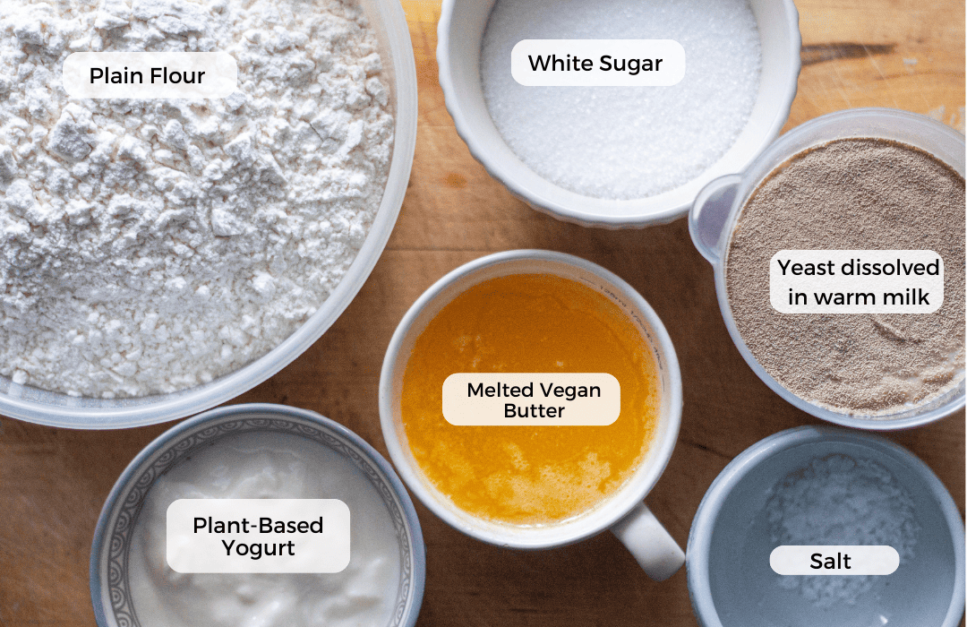 Ingredients for Cinnamon Roll dough.