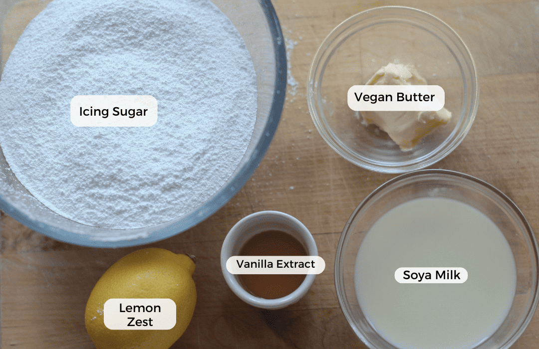 Cinnamon roll icing ingredients.
